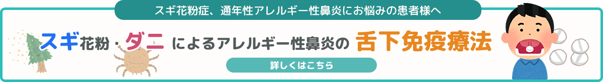 スギ花粉・ダニアレルゲンによるアレルギー性鼻炎の舌下免疫療法